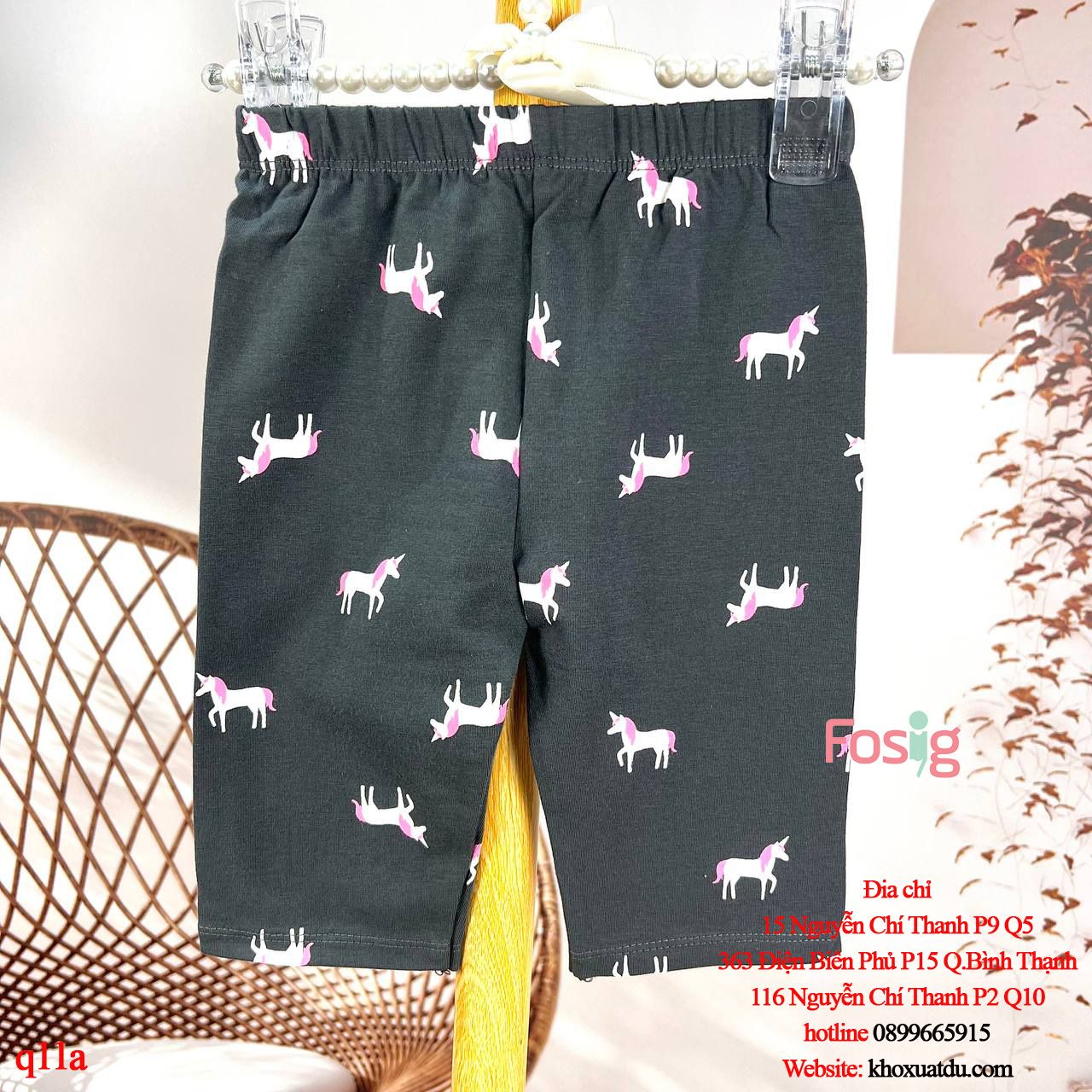  [10-28kg] Quần Legging Lửng Bé Gái GP50 - Xám Đen Ngựa 