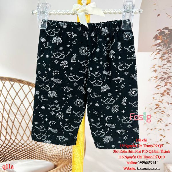  [10-28kg] Quần Legging Lửng Bé Gái GP50 - Đen Vũ Trụ 