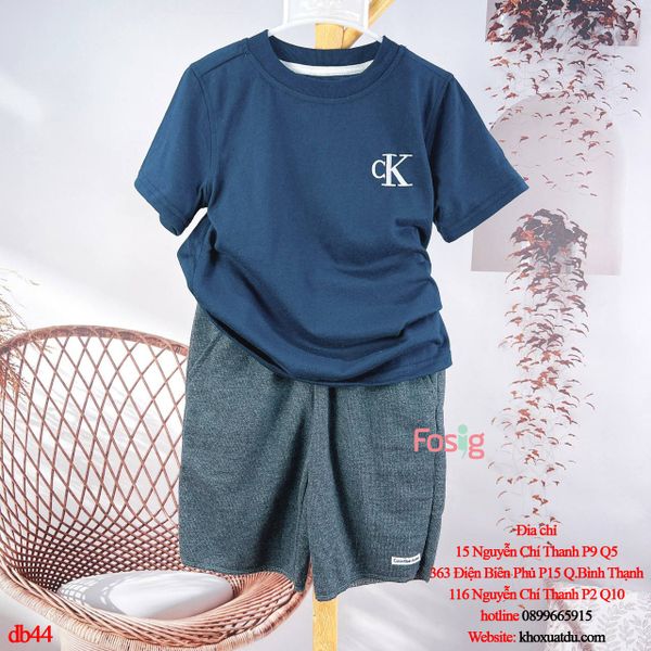  [16-18kg] Set Đồ Bộ Ngắn Bé Trai - Navy Quần Xám 