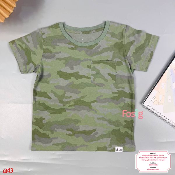  [39-45kg] Áo Thun Tay Ngắn Bé Trai GP95 - Xám Rêu Camo 