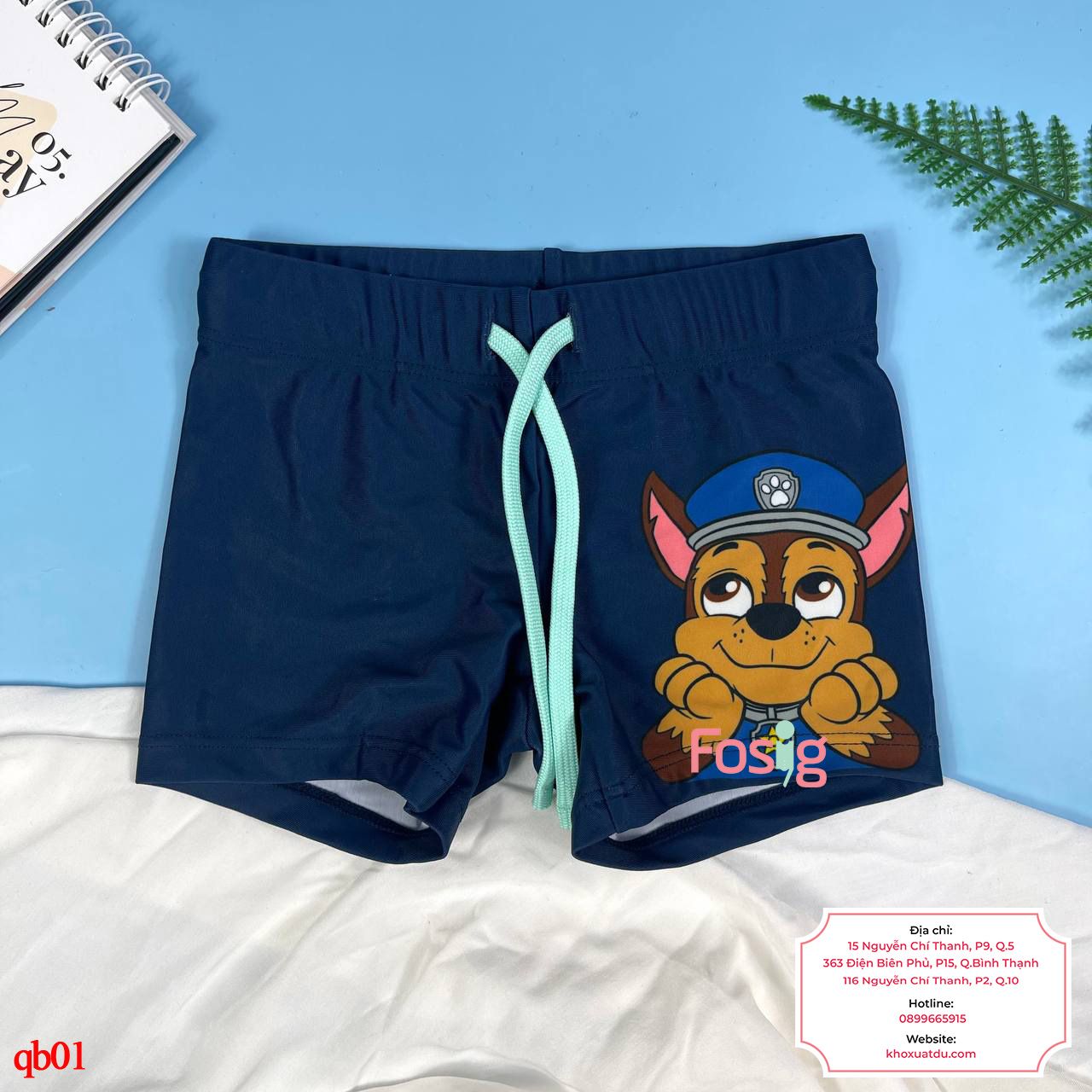  [9-17kg] Quần Short Bơi Co Giãn Bé Trai HM140 - Navy Chó 