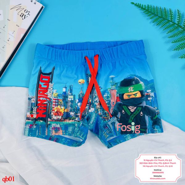  [11-15kg] Quần Short Bơi Co Giãn Bé Trai HM140 - Xanh Ninja Go 