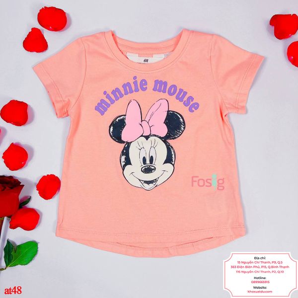  [26-31kg] Áo Thun Tay Ngắn Bé Gái HM120 - Hồng Cam Minnie 