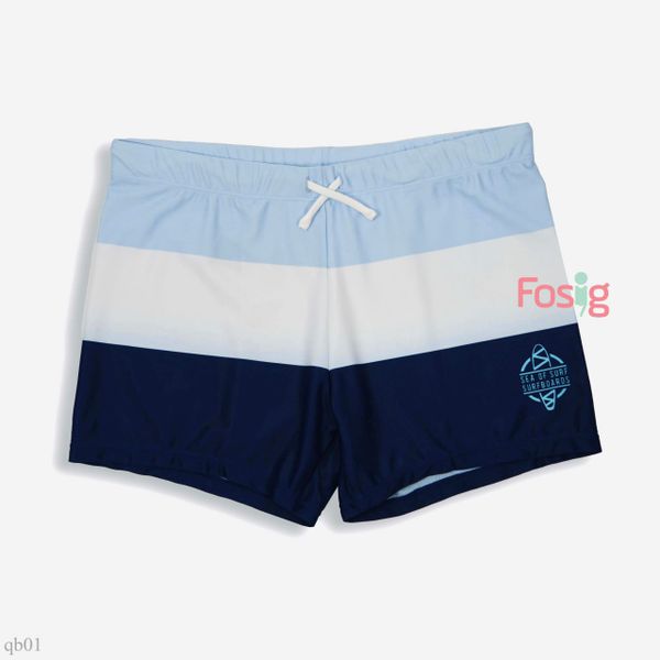  [29-35kg] Quần Short Bơi Co Giãn Bé Trai HM140 - Xanh Trắng Navy 