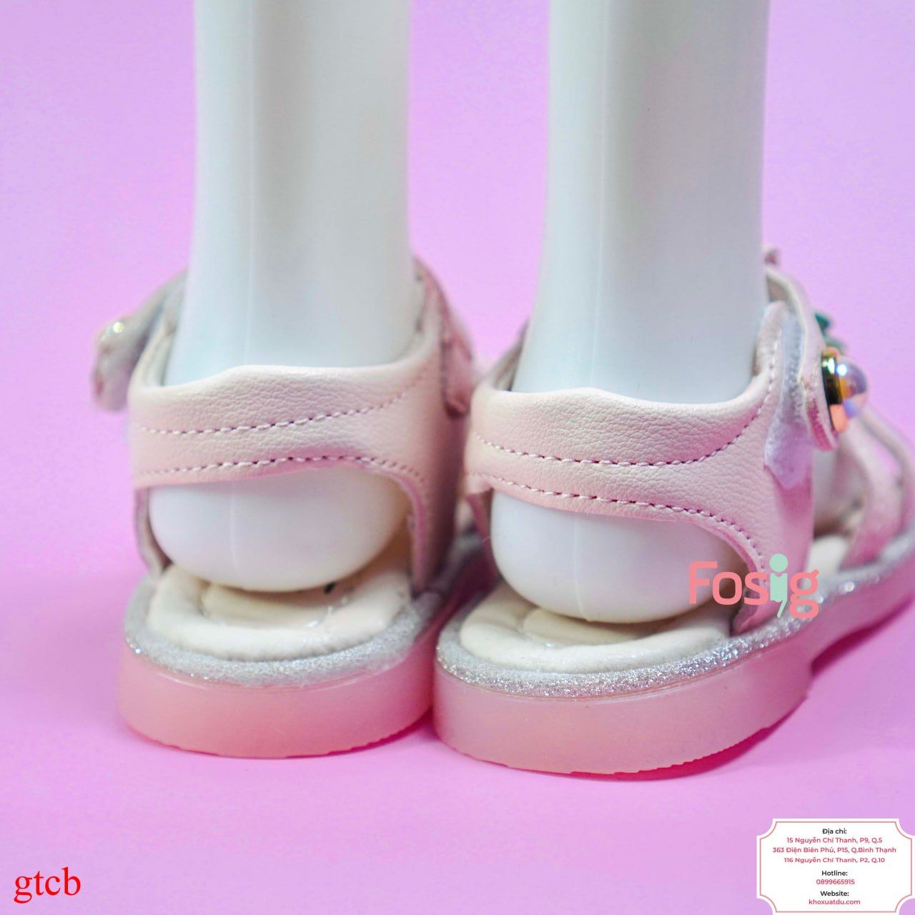  [10-13cm] Giày Sandal Có Kèn Cho Bé Gái - Hồng Mickey Xanh 