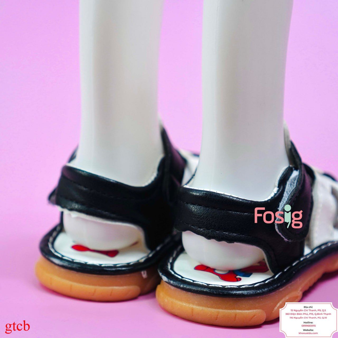  [11-12.5cm] Giày Sandal Cho Bé Trai - Trắng Đen Đôi Mắt 