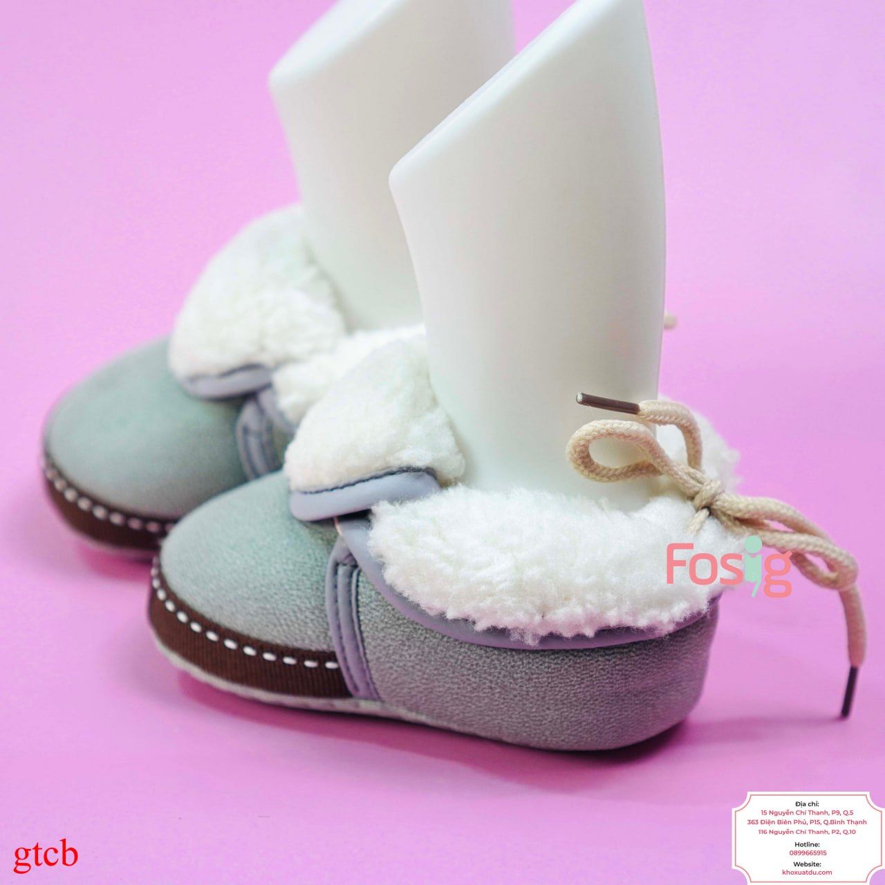  Giày Tập Đi Lông CừuCho Bé Unisex - Xám Đậm [Tối đa 10.5cm] 