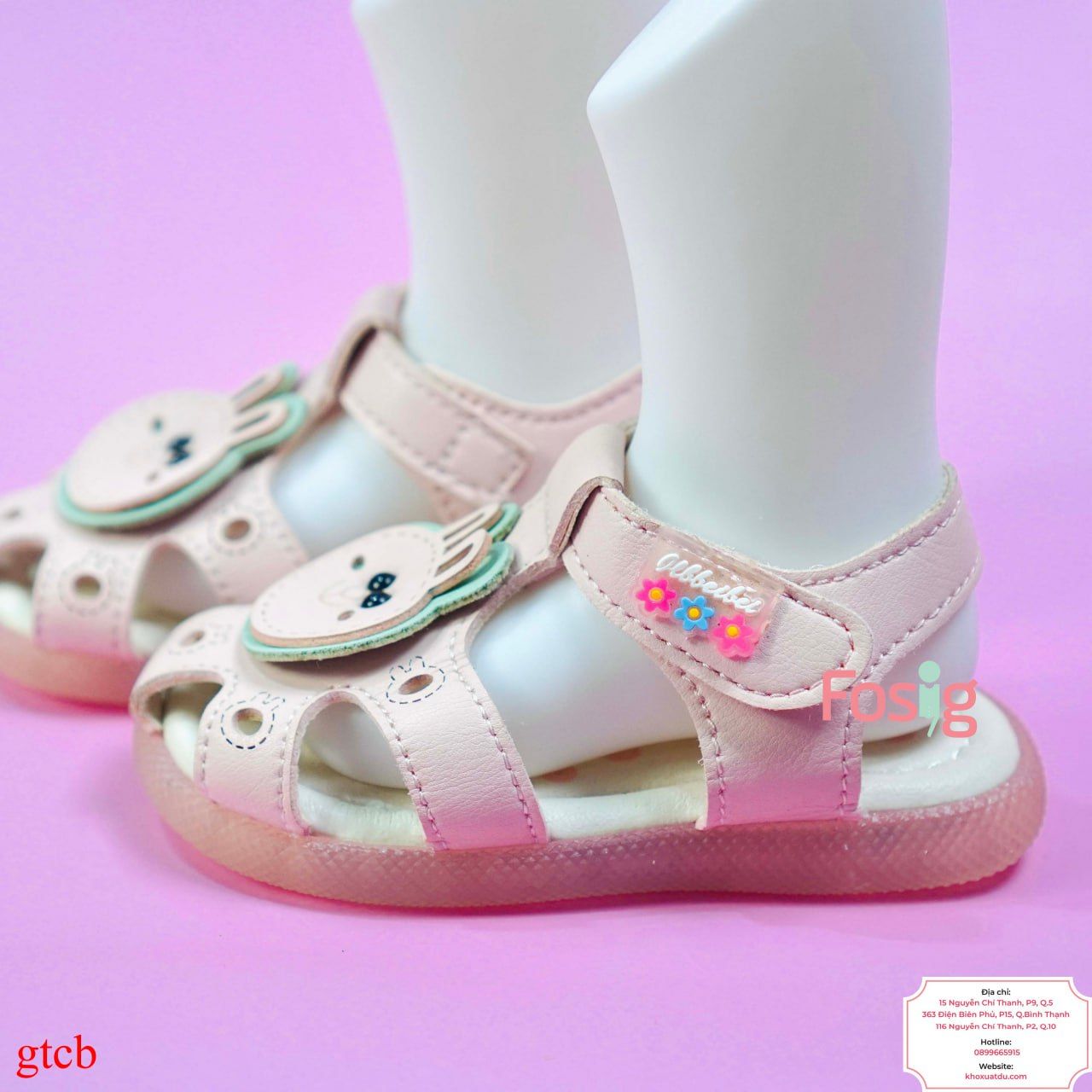  [12cm>] Giày Sandal Cho Bé Gái - Hồng Gấu Hồng 