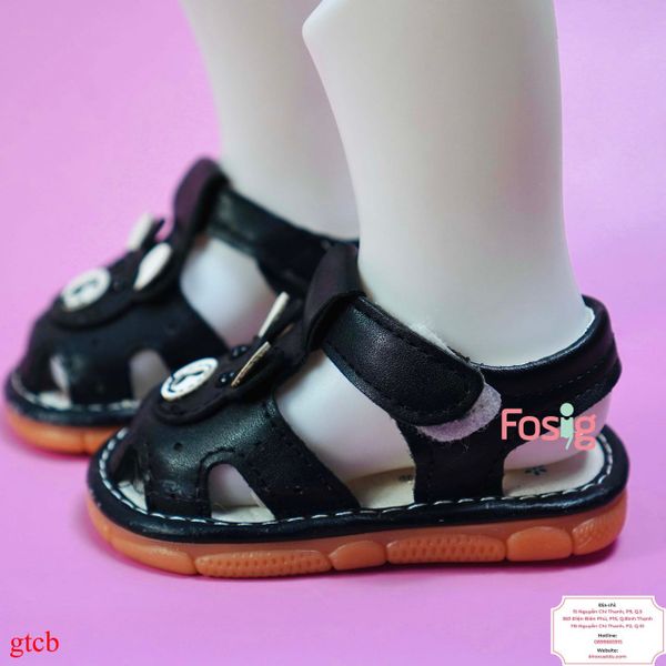  [11-13cm] Giày Sandal Có Kèn Cho Bé Trai - Đen Gấu 