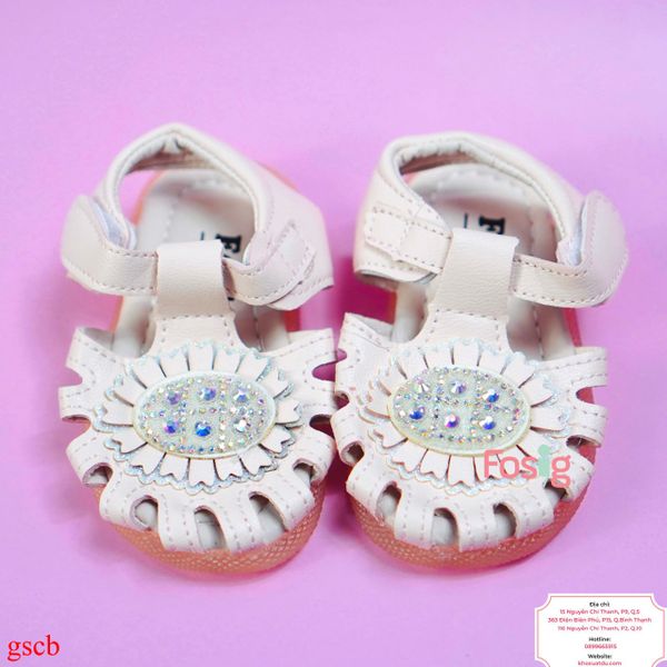  [11-12cm] Giày Sandal Cho Bé Gái - Hồng Hoa Cườm 