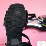  [15.5-17cm] Giày Sandal Cho Bé Gái - Đen Nơ Cườm 