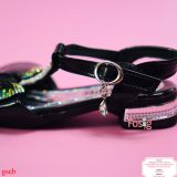  [15.5-17cm] Giày Sandal Cho Bé Gái - Đen Nơ Cườm 