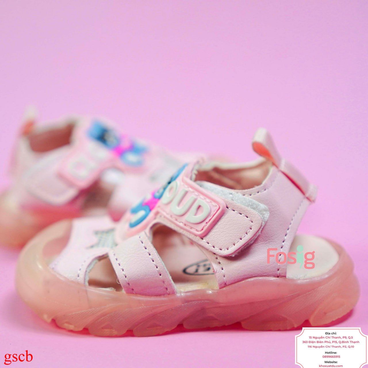  [11-12cmGiày Sandal Đèn Led Cho Bé Gái - Hồng Gấu Xanh 