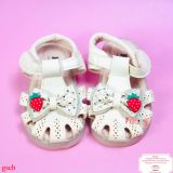  [11.5cm] Giày Sandal Cho Bé Gái - Trắng Dâu Đỏ 