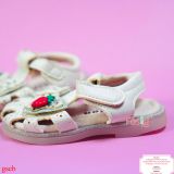  [11.5cm] Giày Sandal Cho Bé Gái - Trắng Dâu Đỏ 