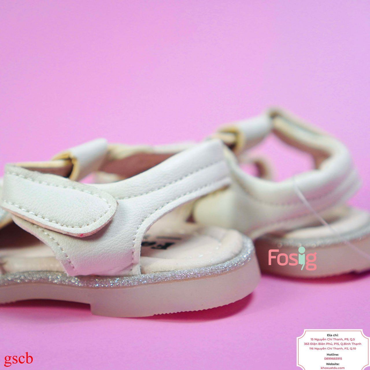  [11.5cm] Giày Sandal Cho Bé Gái - Trắng Dâu Đỏ 