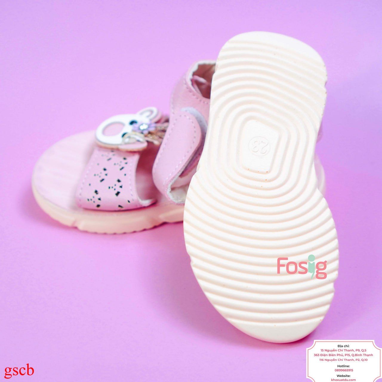  [12.5cm] Giày Sandal Cho Bé Gái - Hồng Gấu Hoa 