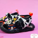  [12cm] Giày Sandal Cho Bé Trai - Đen Bò Sữa Cam 