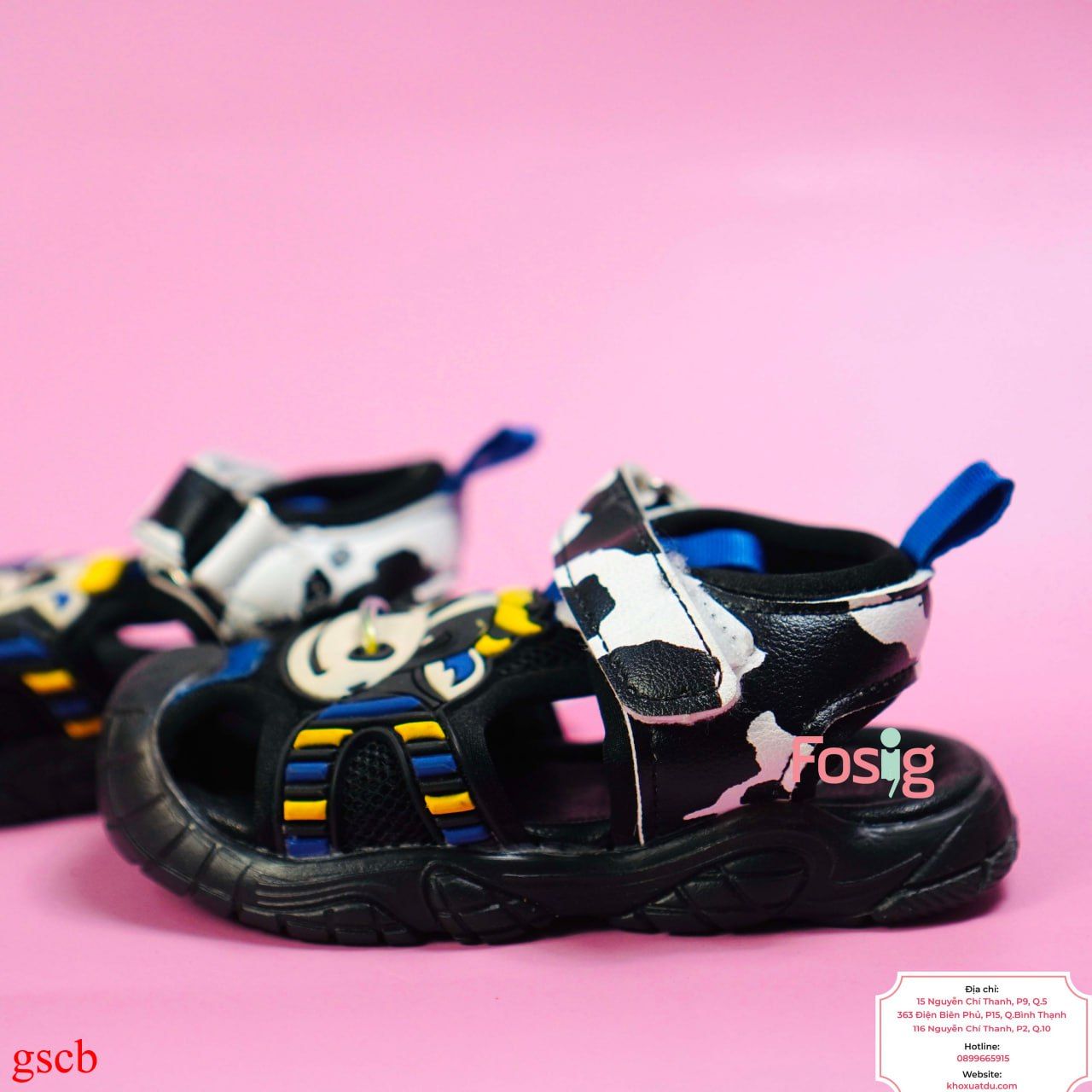  [12cm] Giày Sandal Cho Bé Trai - Đen Bò Sữa Xanh 