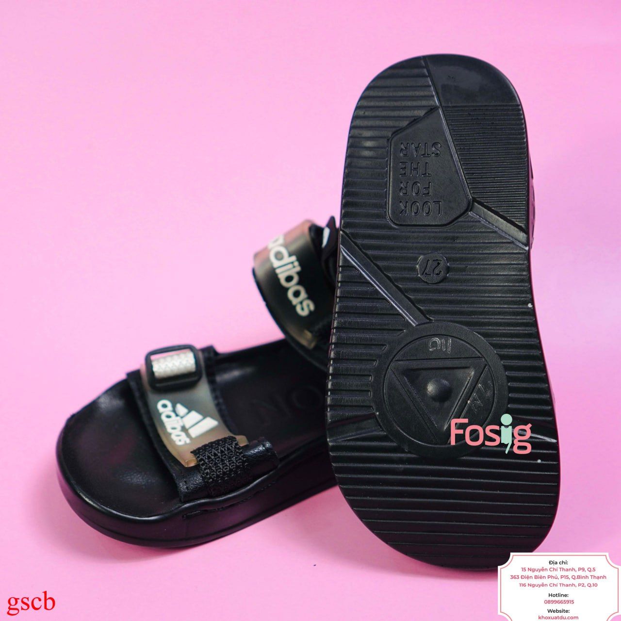  [14.5cm ;16.5cm] Giày Sandal Cho Bé Trai - Xám Đen Adibas 