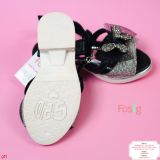  [14-15.5cm] Giày Sandal Cho Bé Gái - Nơ Đen Bướm Cườm 