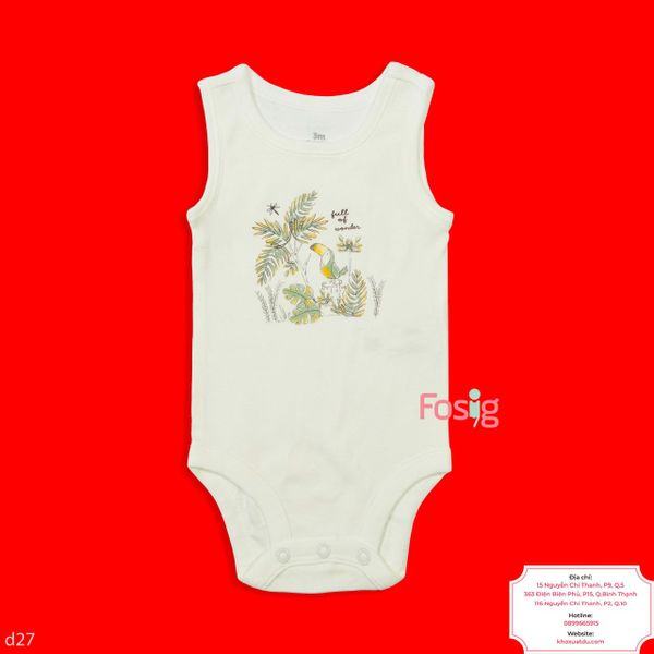  [9-24m] Bodysuit 3 Lỗ Bé Trai Cter50 - Trắng Cây Chim 