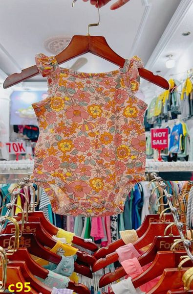  [3m-12m] Bodysuit Cánh Tiên Bé Gái Cter50 - Hồng Hoa Nâu 