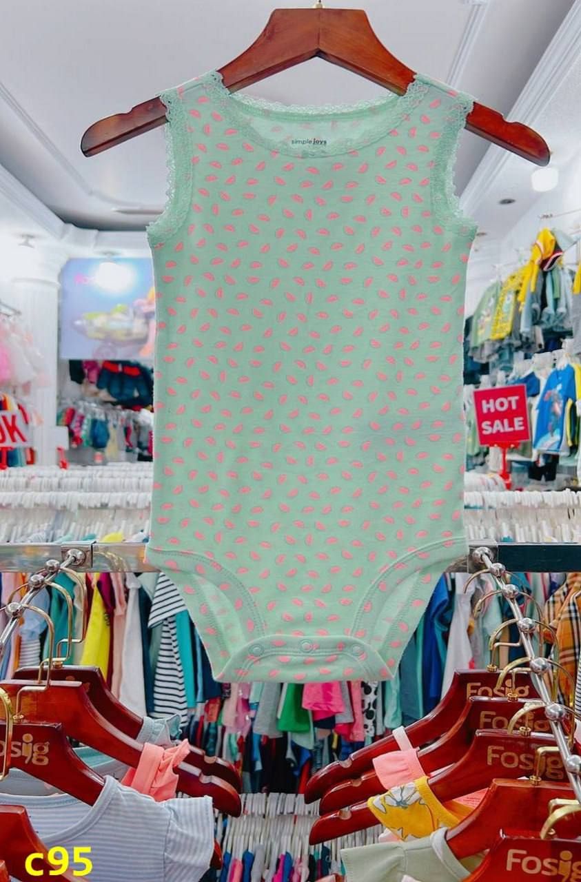  [0-18M] Bodysuit Sát Nách Bé Gái Cter50 - Xanh Ngọc Dưa Hấu 