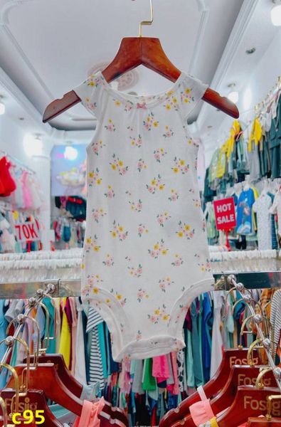  [0-6M ; 18M] Bodysuit Cánh Tiên Bé Gái Cter50 - Trắng Hoa Hồng Nhỏ 