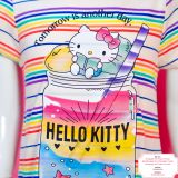  [13-14kg] Đầm Tay Ngắn Bé Gái HM130 - Kem Sọc Hello Kitty 