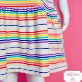  [13-14kg] Đầm Tay Ngắn Bé Gái HM130 - Kem Sọc Hello Kitty 