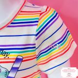  [13-14kg] Đầm Tay Ngắn Bé Gái HM130 - Kem Sọc Hello Kitty 
