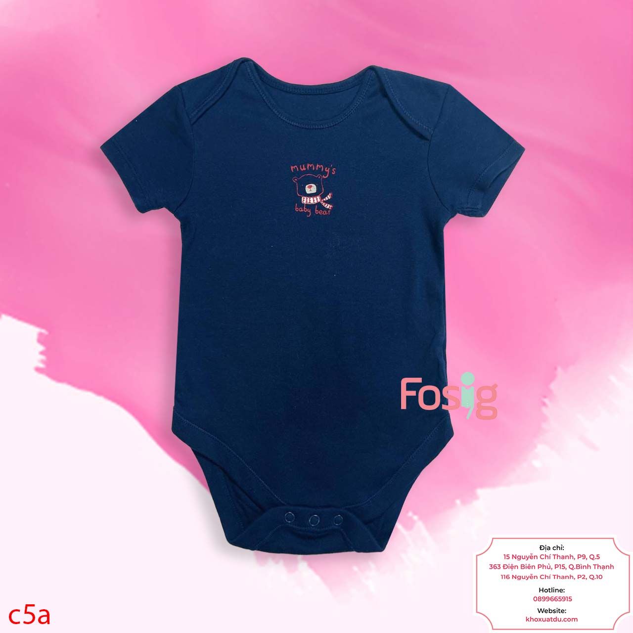  [9-12m] Bodysuit Tay Ngắn Bé Trai - Navy Gấu Hello 