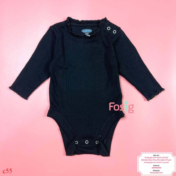  [0-3M ; 6-12M] Bodysuit Tay Dài Bé Gái ON - Đen Bèo 