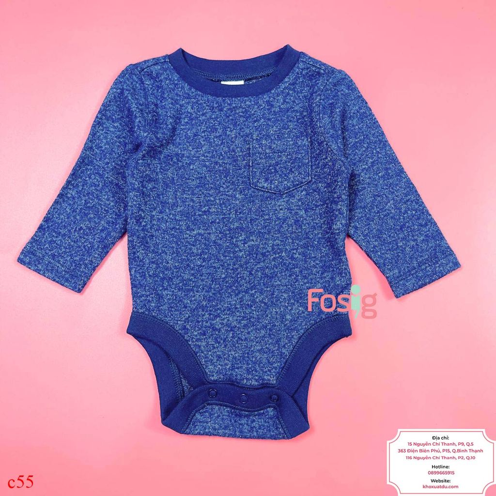  [0-18M] Bodysuit Tay Dài Bé Trai ON - Navy Len 