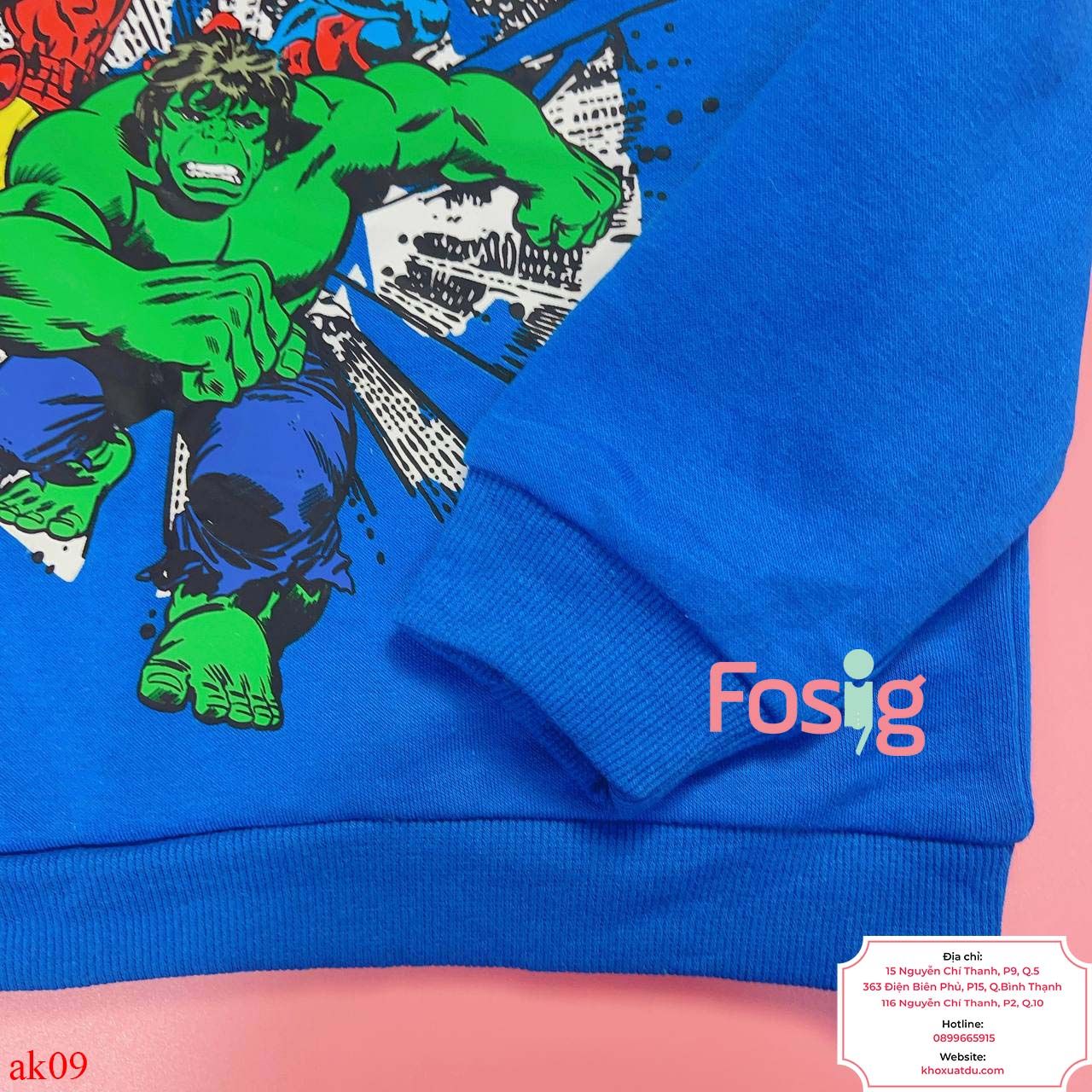  [11-13kg; 16-19kgkg] Áo Hoodie Nỉ PM Bé Trai - Xanh Dương Marvel 