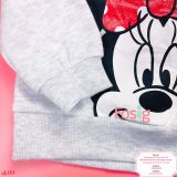  [16-17kg] Áo Hoodie Nỉ PM Bé Gái - Xám Minnie 