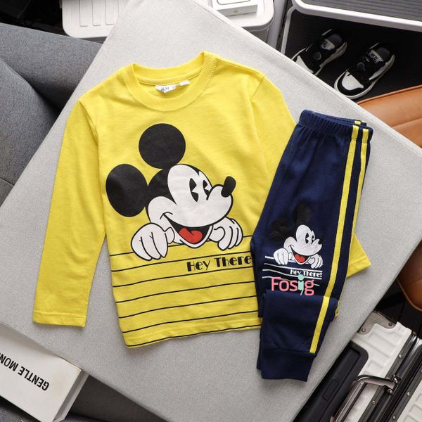  [14-16kg] Set Đồ Bộ Dài Xuất Khẩu Bé Trai - Vàng Mickey 