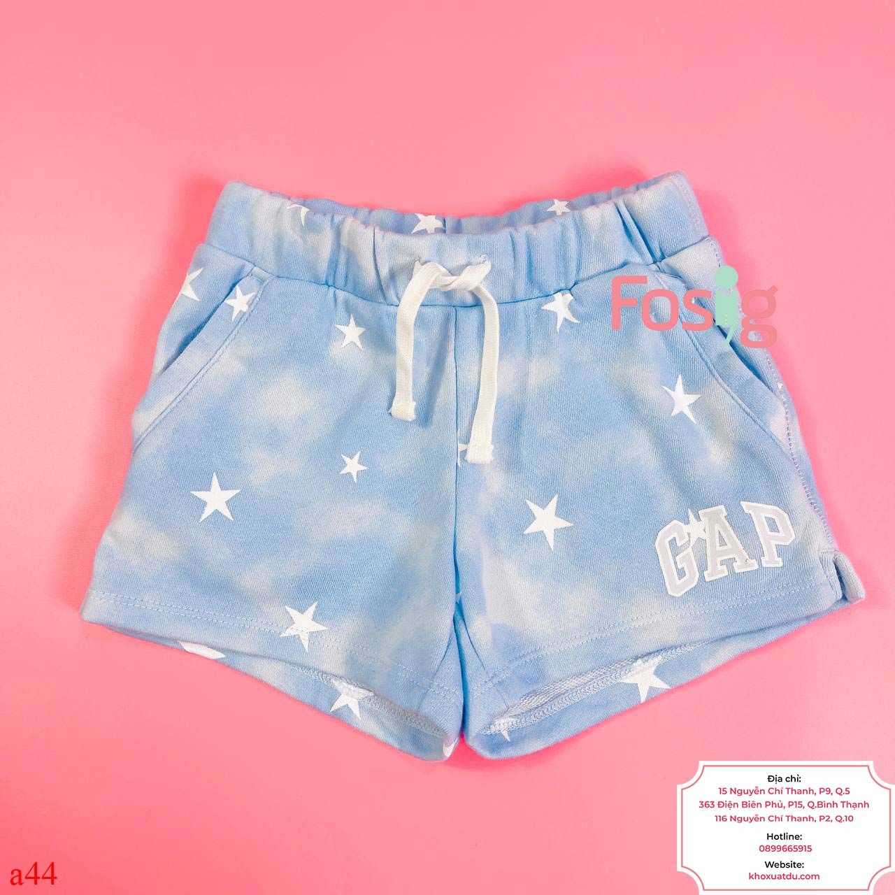  [22-23kg; 38-45kg] Quần Short Da Cá Bé Gái GP - Xanh Sao Trắng 