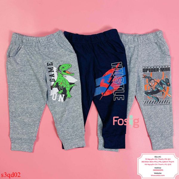  [10-14kg; 18-19kg] Set 3 Quần Jogger Bé Trai - Combo màu ngẫu nhiên 