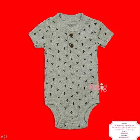  [0-3m ; 12m] Bodysuit Tay Ngắn Bé Trai Cter50 - Xám Mỏ Neo 