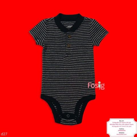  [10-13kg] Bodysuit Tay Ngắn Bé Trai Cter50 - Đen Sọc Trắng 