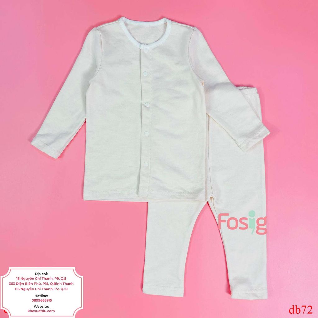  [11-12kg] Set Đồ Bộ Dài Xuất Hàn Unisex - Kem Cúc Da Cá 