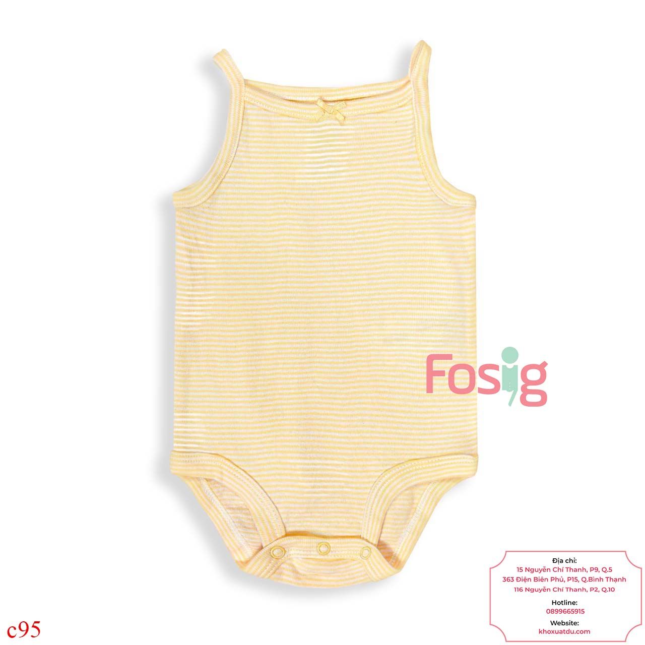  [0-3m] Bodysuit 2 Dây Bé Gái Cter50 - Sọc Vàng 2D 