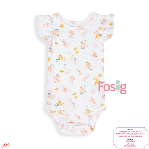  [3-24M] Bodysuit Cánh Tiên Bé Gái Cter50 - Trắng Hoa Cam 