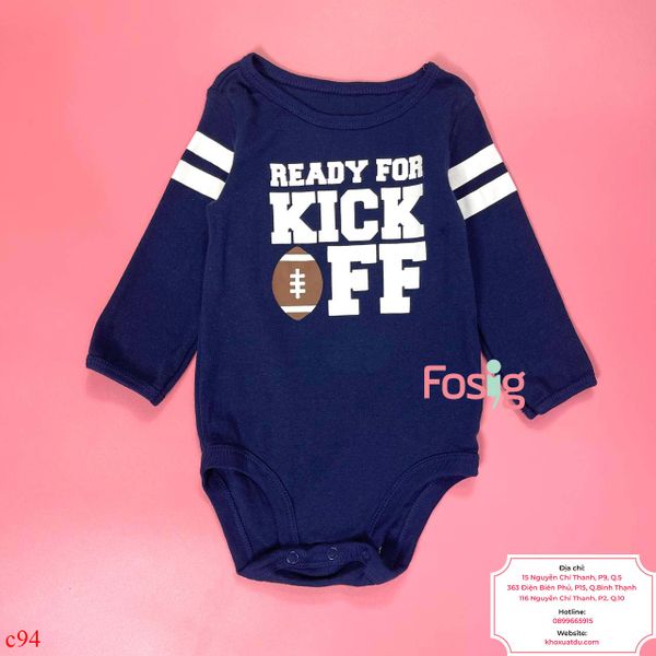  [9-12m; 18-24m] Bodysuit Tay Dài Bé Trai Cter - Navy Kick 