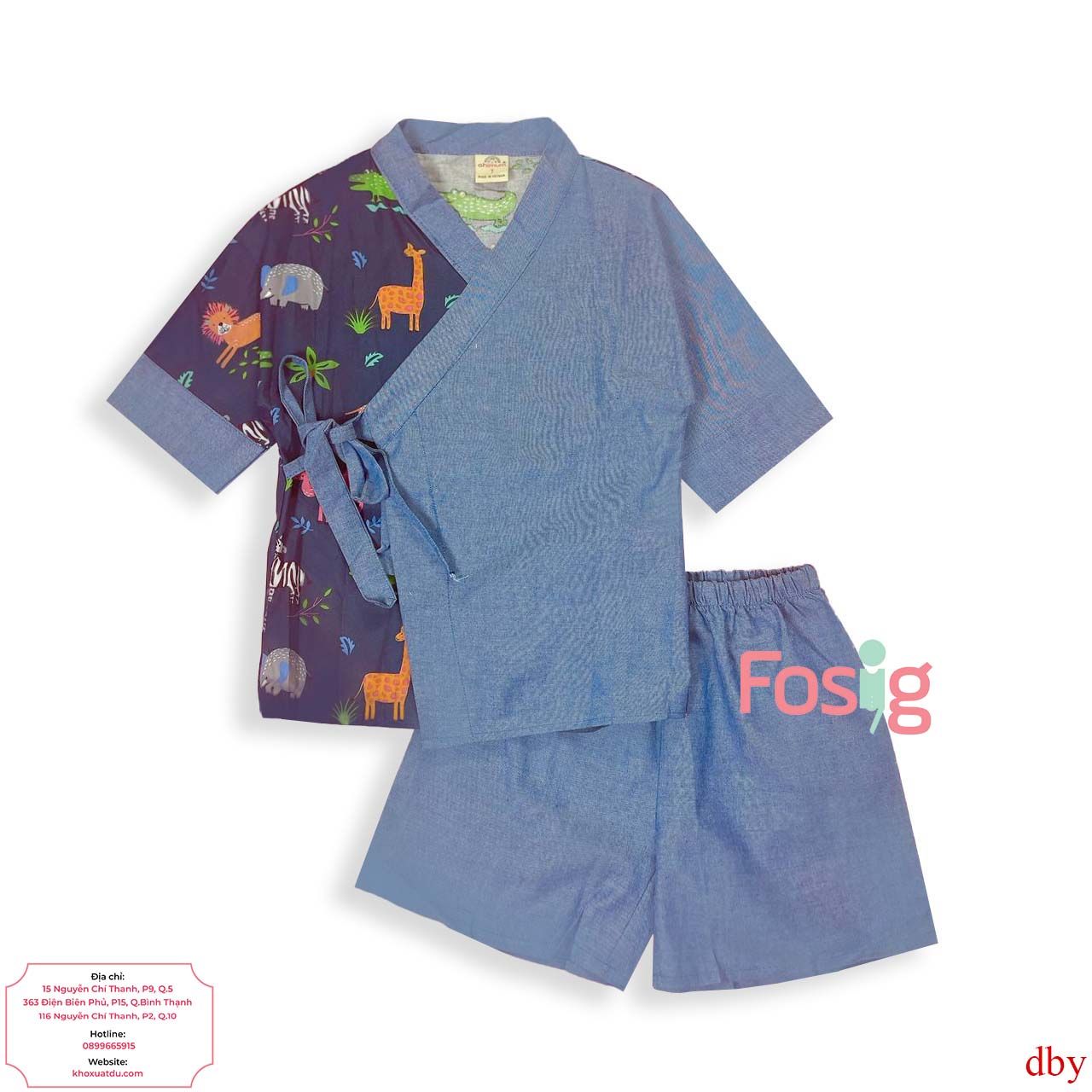  [17-21kg] Đồ Bộ YuKaTa Bé Trai  - Xanh Navy Sở Thú 