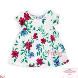  [0-6m] Đầm Cotton Tay Ngắn Bé Gái ON - Trắng Hoa Tím Xanh 