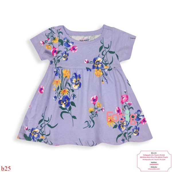  [0-3m] Đầm Cotton Tay Ngắn Bé Gái ON - Tím Hoa Màu 