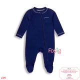  [0-3M] Sleepsuit Khóa Kéo Có Vớ Bé Trai ON - Navy Chỉ Trắng 